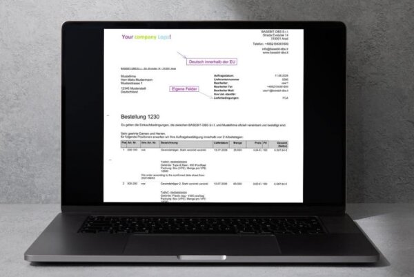 Lieferantenbestellung Druckvorlage (Preis pro 100 Stück) in Deutsch und Englisch - JTL WAWI ab 2.0.0